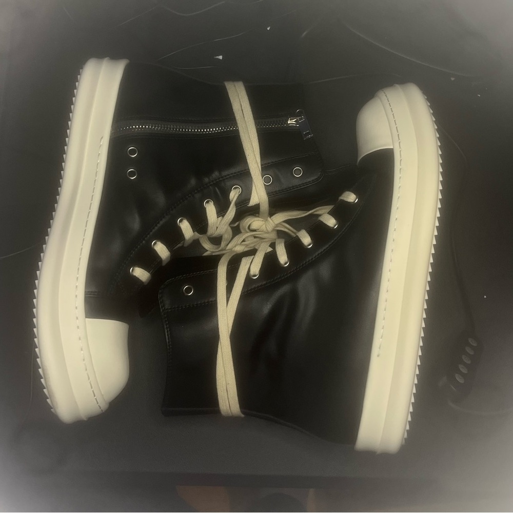 Rick Owens Black and Cream Men's Boots